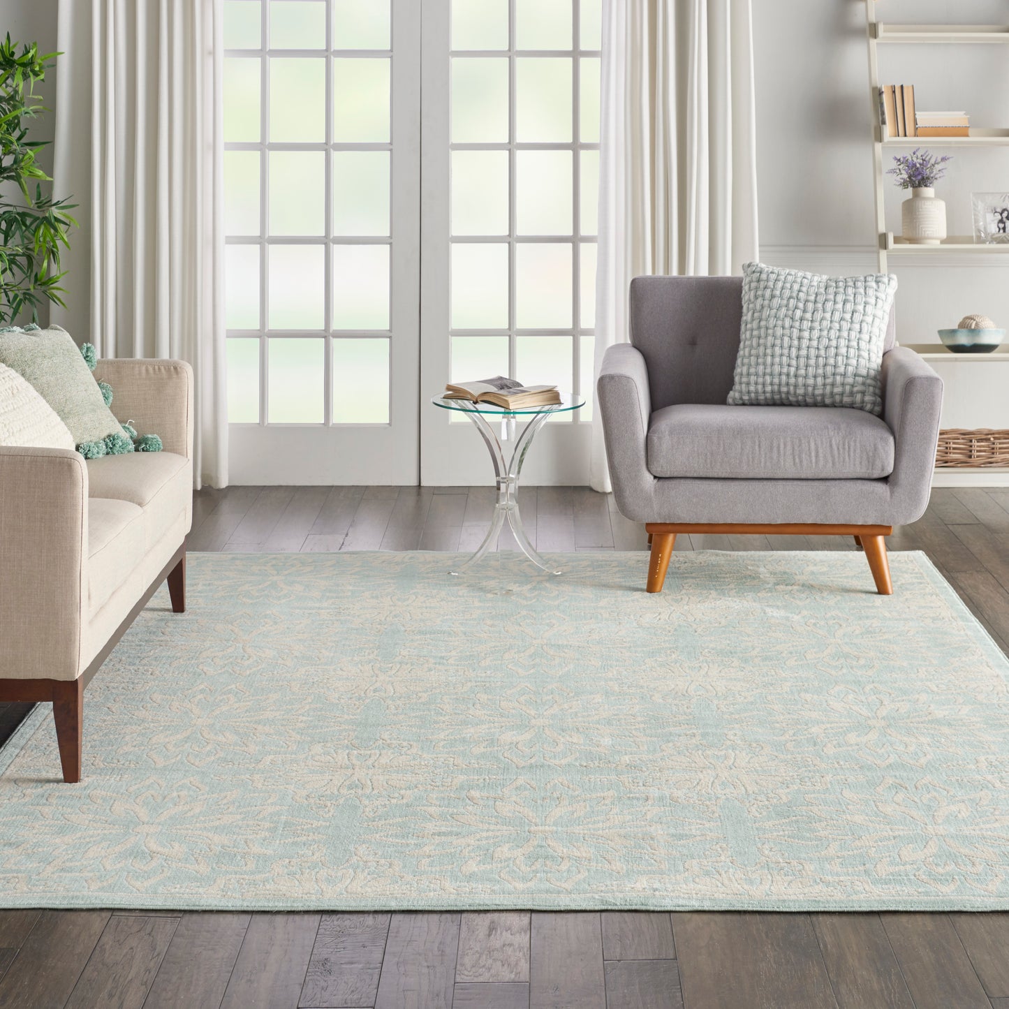 Nourison Jubilant 7'10" x 9'10" Ivory Green Farmhouse Indoor Rug