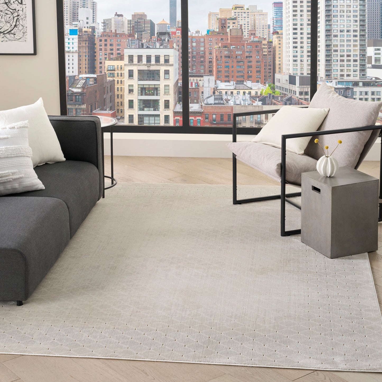 DKNY Grand Street 9' x 12' Ivory Modern Indoor Rug