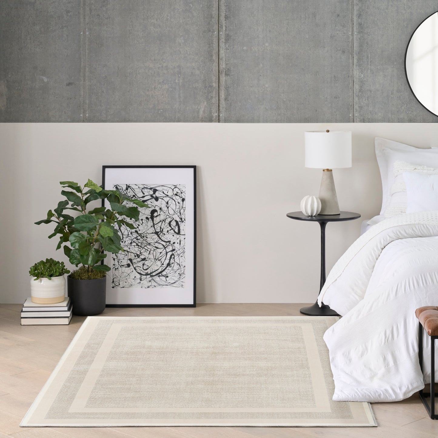 DKNY Grand Street 3'11" x 5'11" Ivory Taupe Modern Indoor Rug