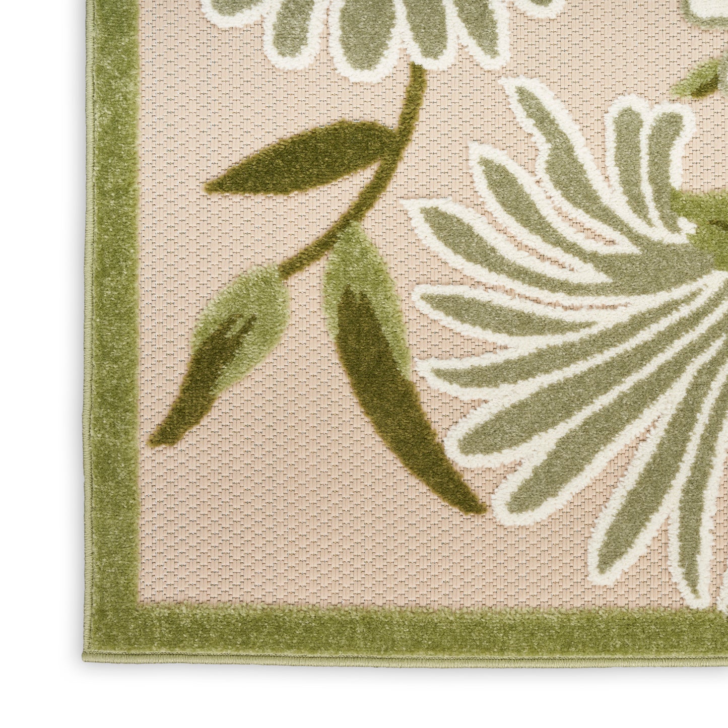 Nourison Aloha 2'3" x 8' Ivory Green Outdoor Rug