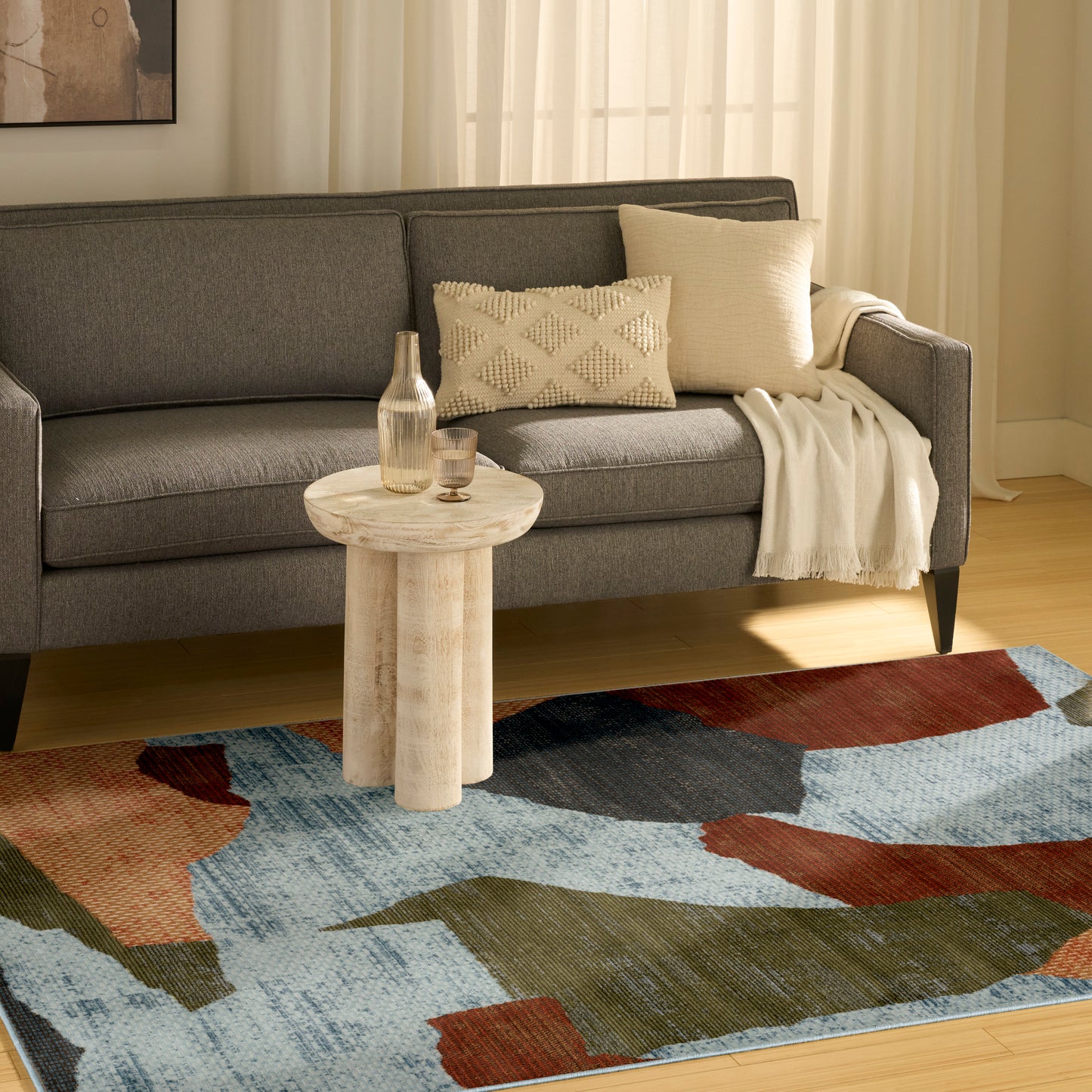 Nourison Nordic 4' x 6' Blue Multicolor Modern Indoor Rug