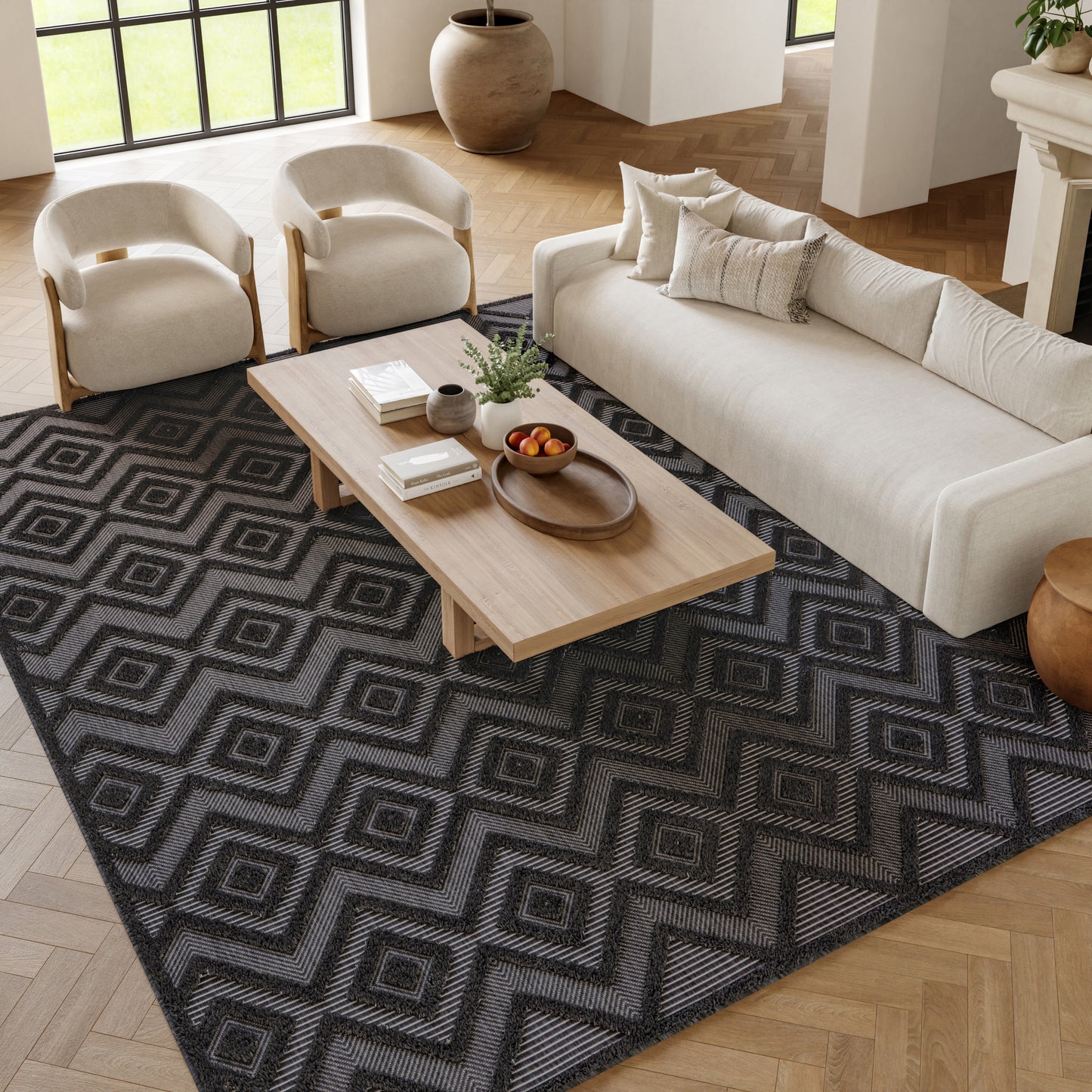 Nourison Versatile 9' x 12' Charcoal Black Modern Rug