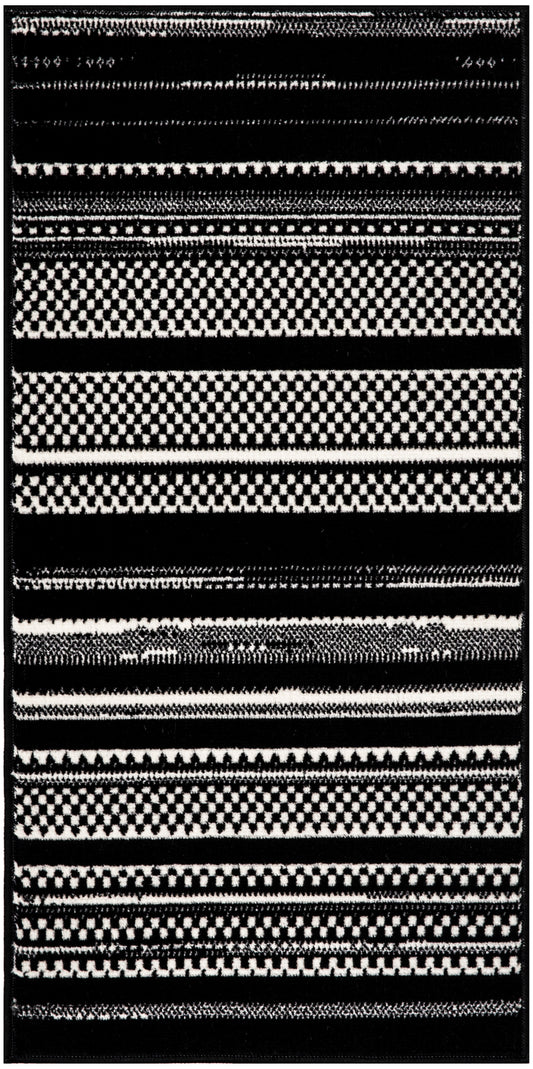 Nourison Grafix 2' x 4' Black White Modern Indoor Rug