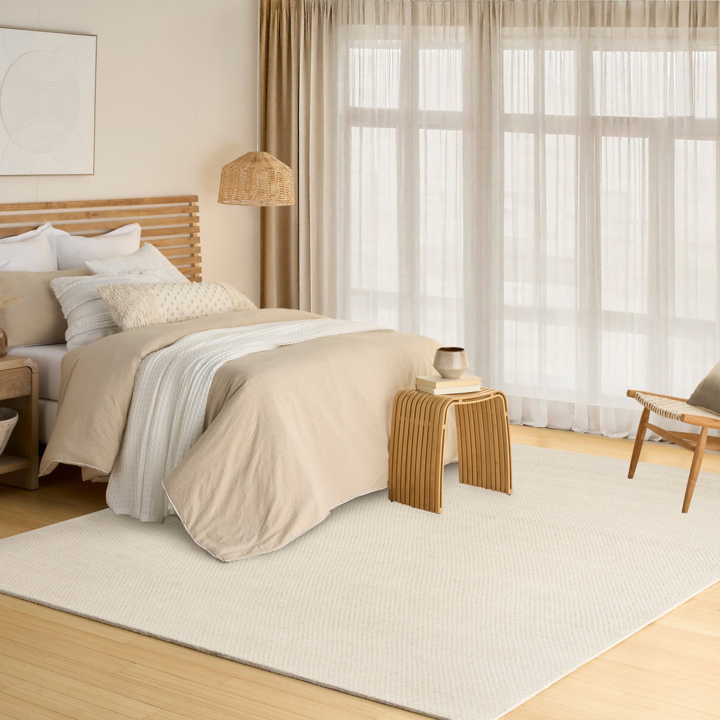 DKNY Pure Rows 8'6" x 11'6" Ivory Farmhouse Indoor Rug