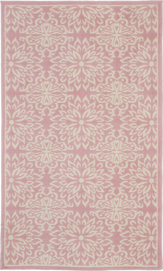 Nourison Jubilant 3' x 5' Ivory Pink Farmhouse Indoor Rug