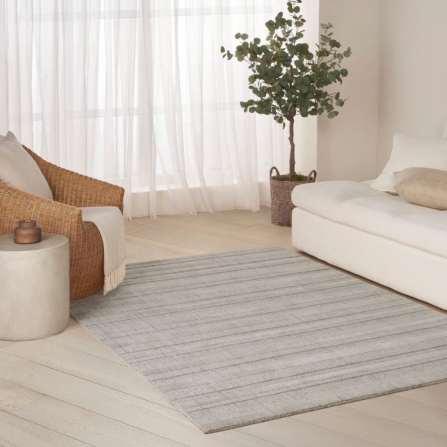 DKNY Pure Multi Weave 5'3" x 7'3" Grey Contemporary Indoor Rug