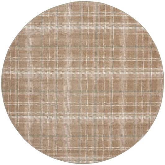 Nourison Grafix 8' x Round Taupe Farmhouse Indoor Rug