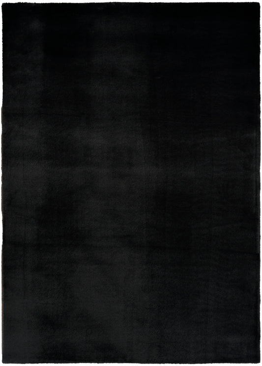 Nourison Soft Plush Rabbit Fur 5' x 7' Black Contemporary Indoor Rug