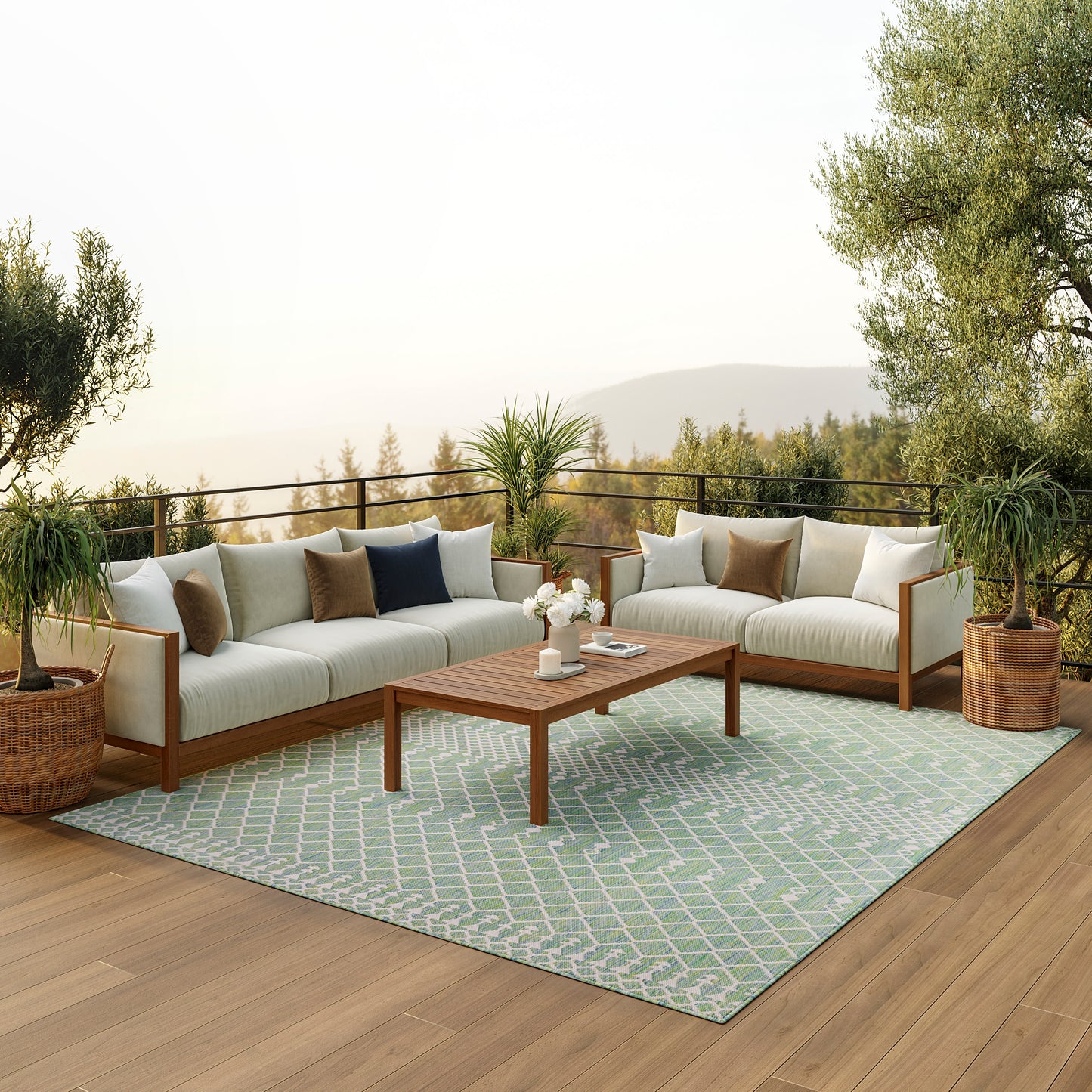 Nourison Positano 10' x 14' Blue Green Modern Rug