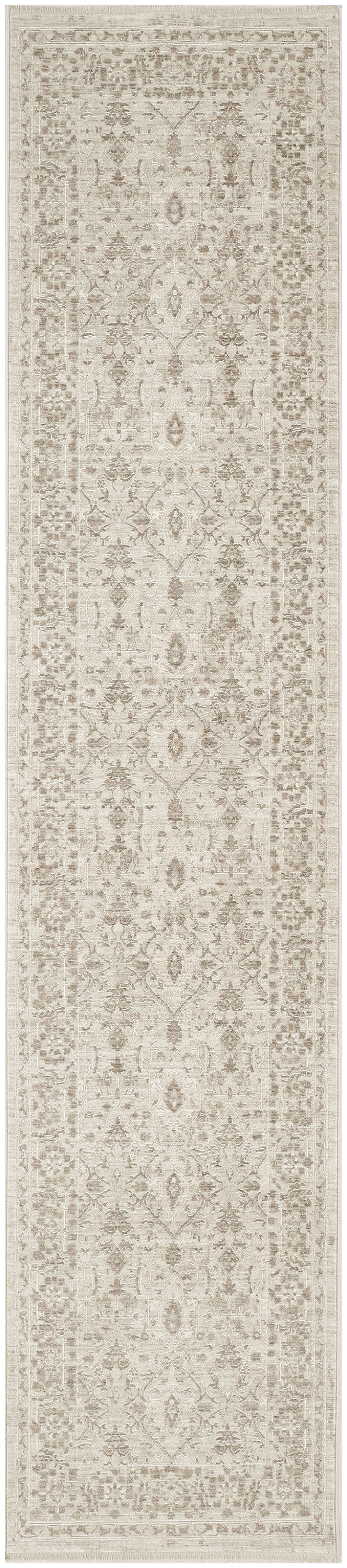 Nourison Shadows 2'2" x 10' Ivory Grey Vintage Indoor Rug