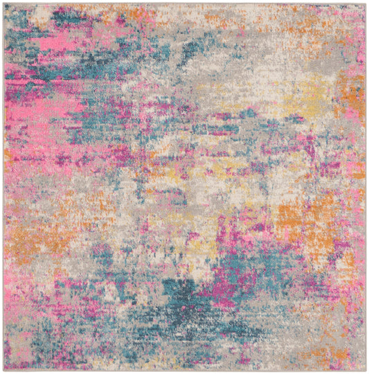 Nourison Passion 4' x Square Ivory Multicolor Modern Indoor Rug