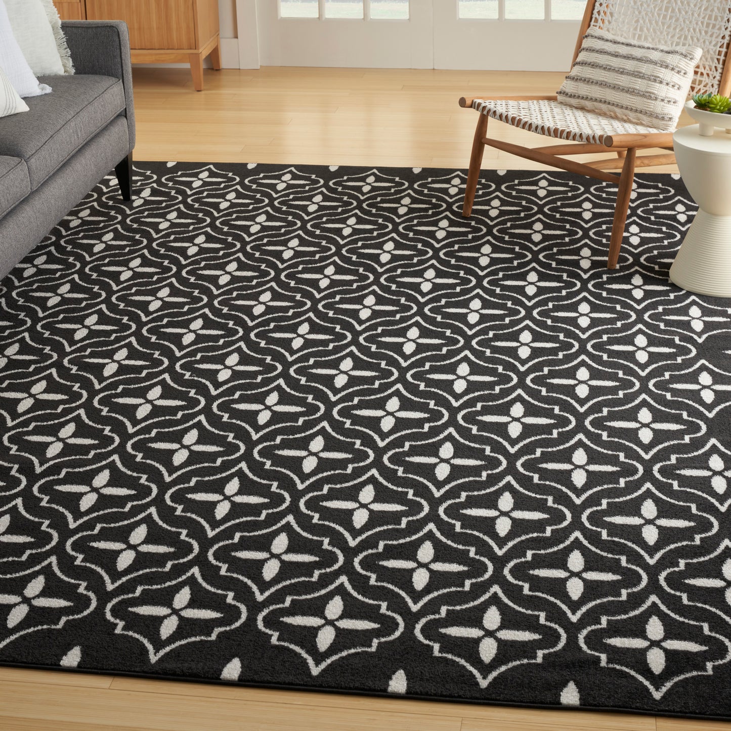 Nourison Nourison Essentials 8' x 10' Black Ivory Modern Rug