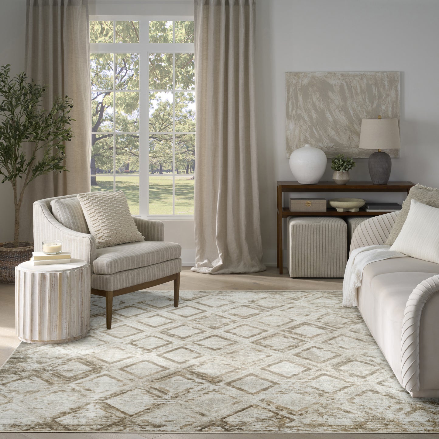 Nourison Dekor 7'10" x 9'10" Ivory Taupe Modern Indoor Rug