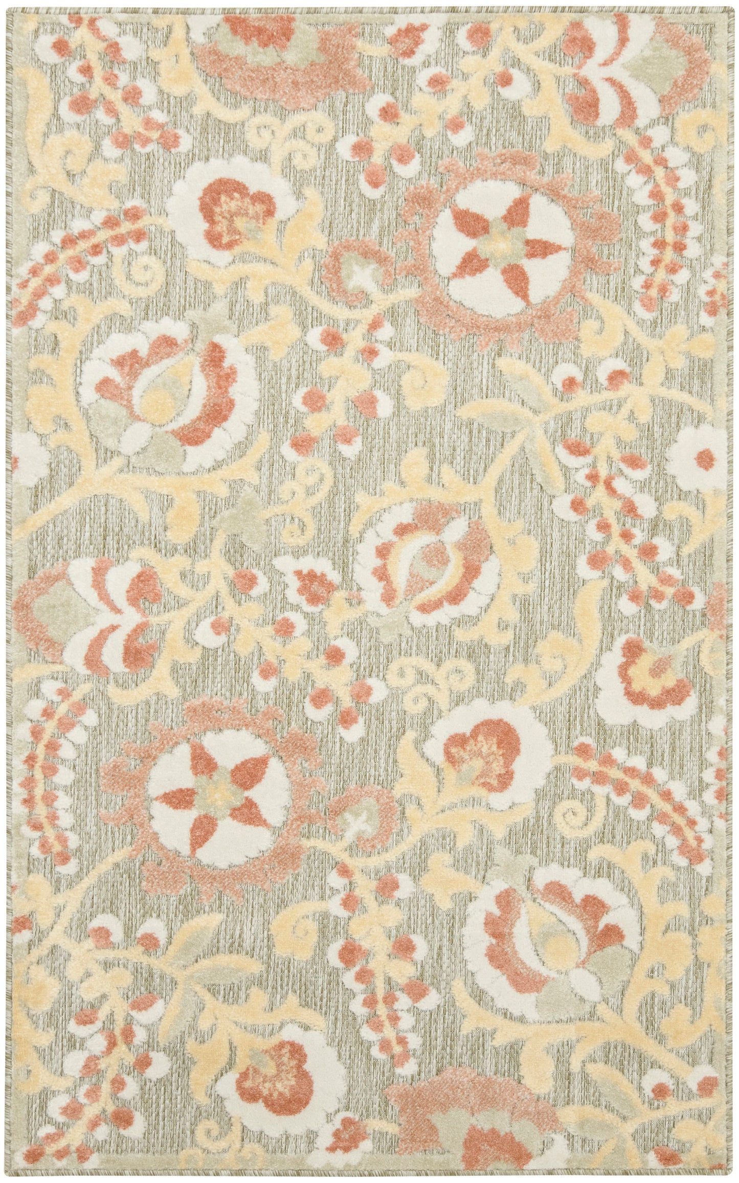 Nourison Aloha 2'8" x 4' Sage Rose Farmhouse Rug