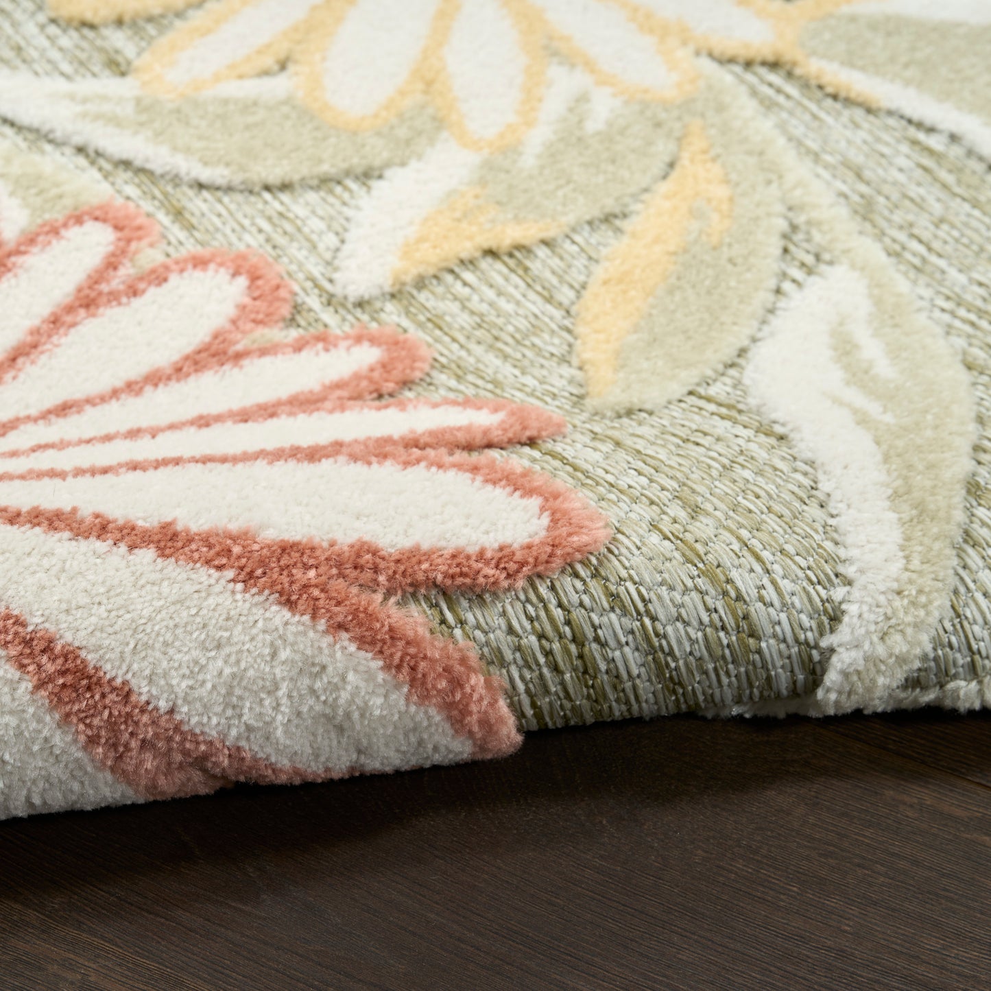 Nourison Aloha 5'3" x 7'5" Sage Rose Outdoor Rug