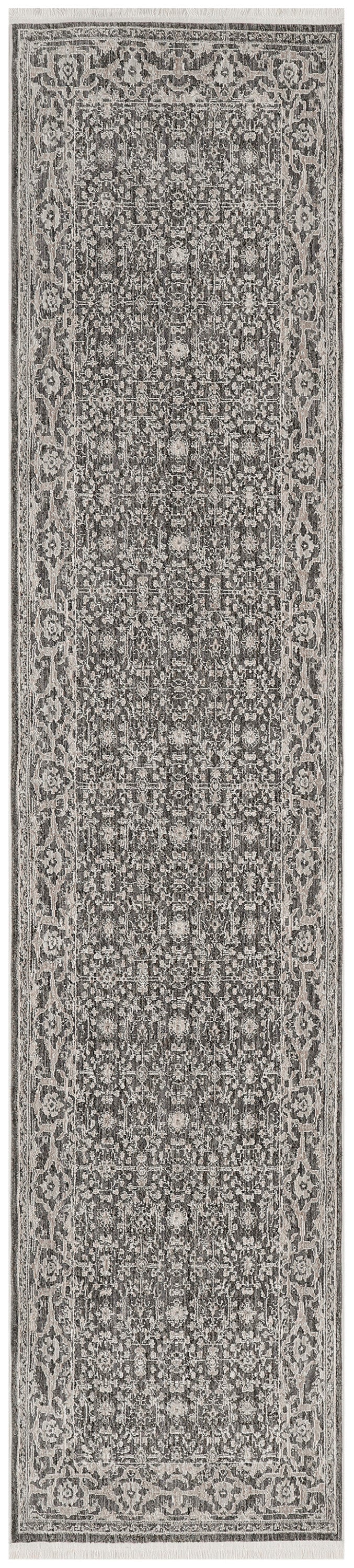 Nourison Shadows 2'2" x 12' Charcoal Ivory Vintage Indoor Rug
