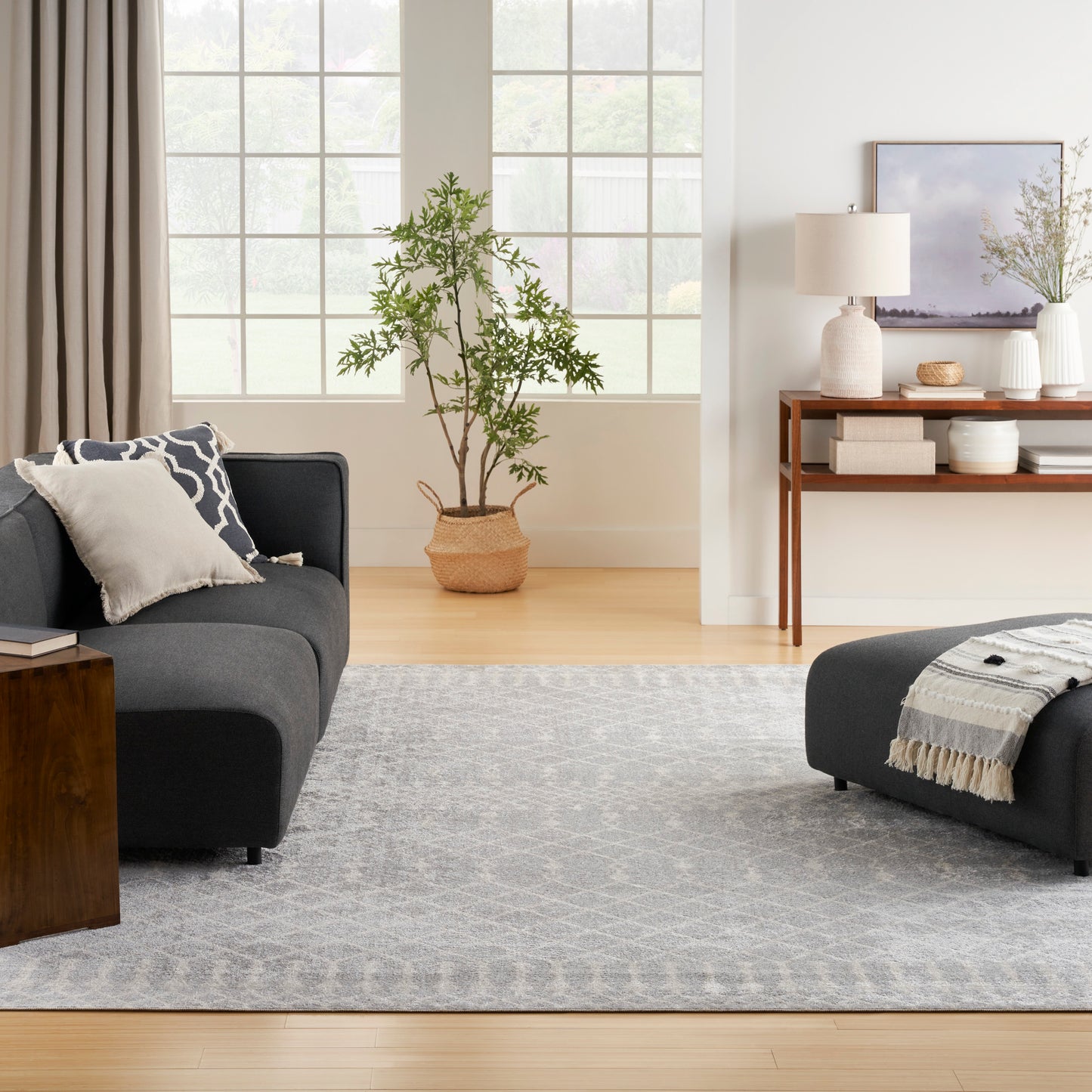 Nourison Astra Machine Washable 9' x 12' Grey Bohemian Indoor Rug