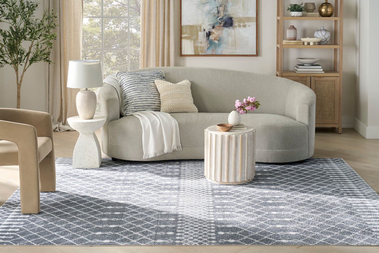 Nourison Astra Machine Washable 9' x 12' Denim Bohemian Indoor Rug