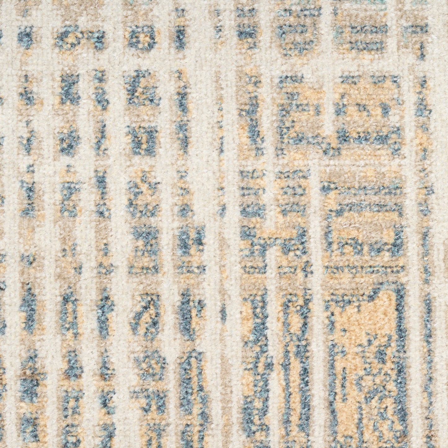 Nourison Washable Decor 2' x 6' Ivory Blue Modern Indoor Rug