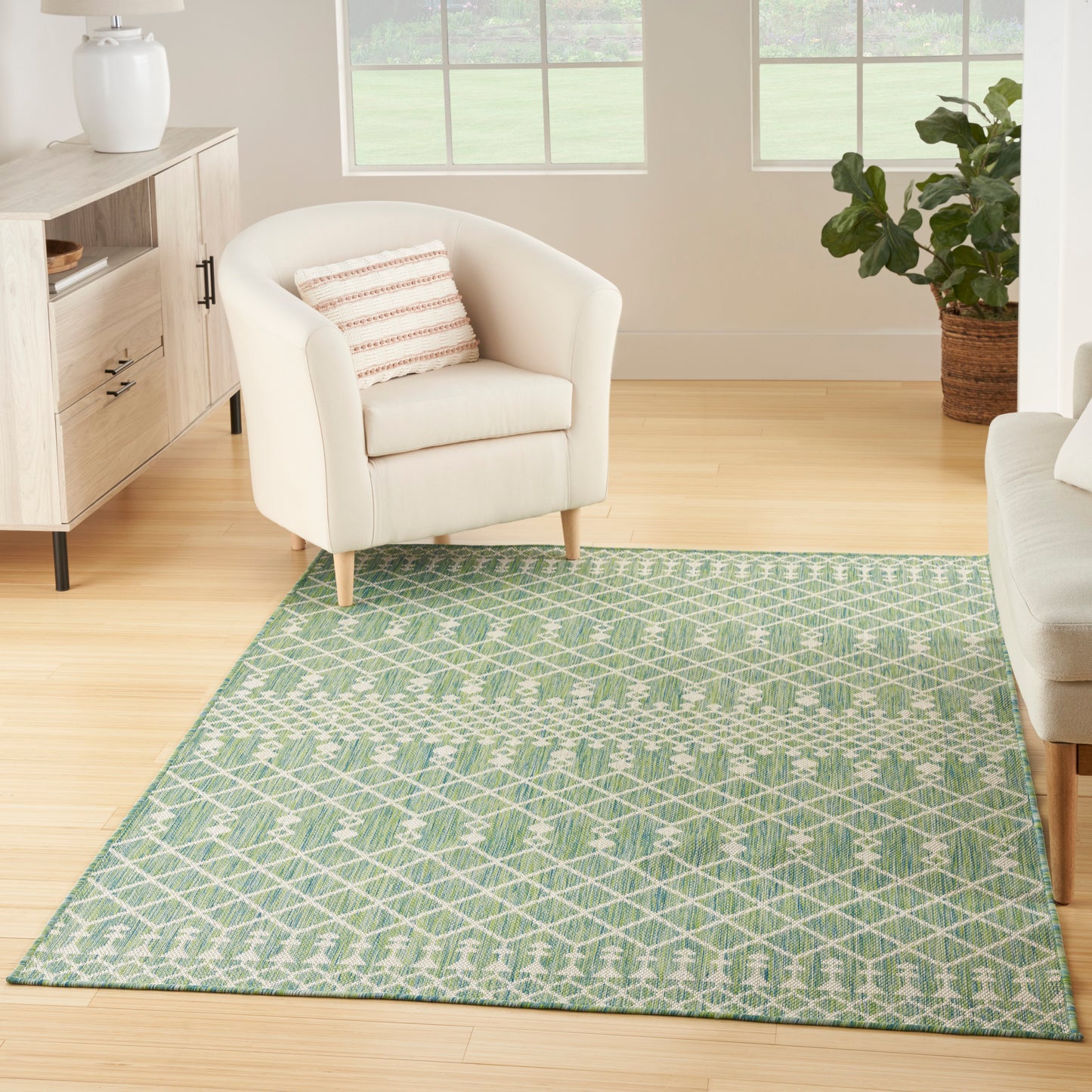Nourison Positano 5' x 7' Blue Green Modern Rug