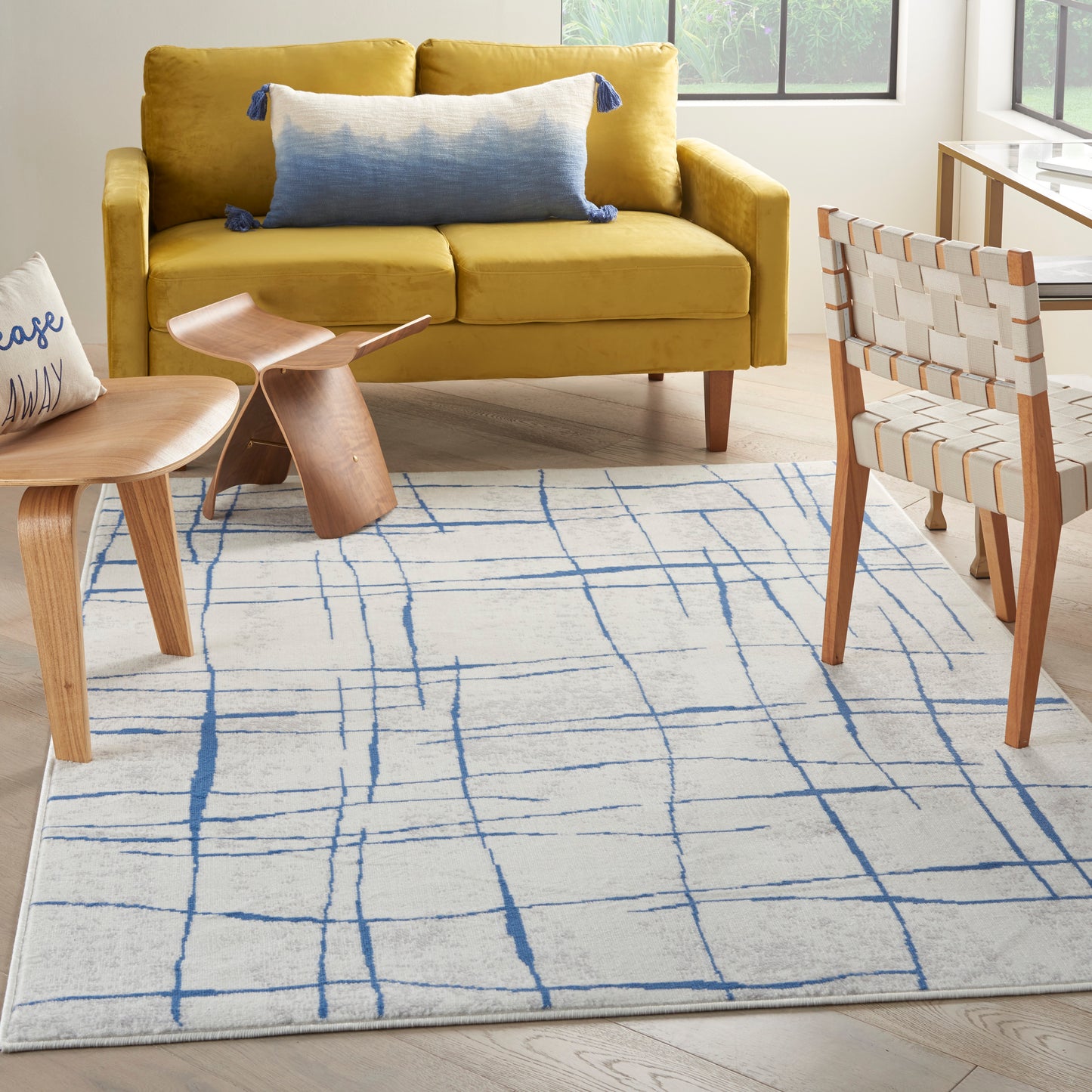 Nourison Whimsicle 4' x 6' Ivory Blue Modern Indoor Rug