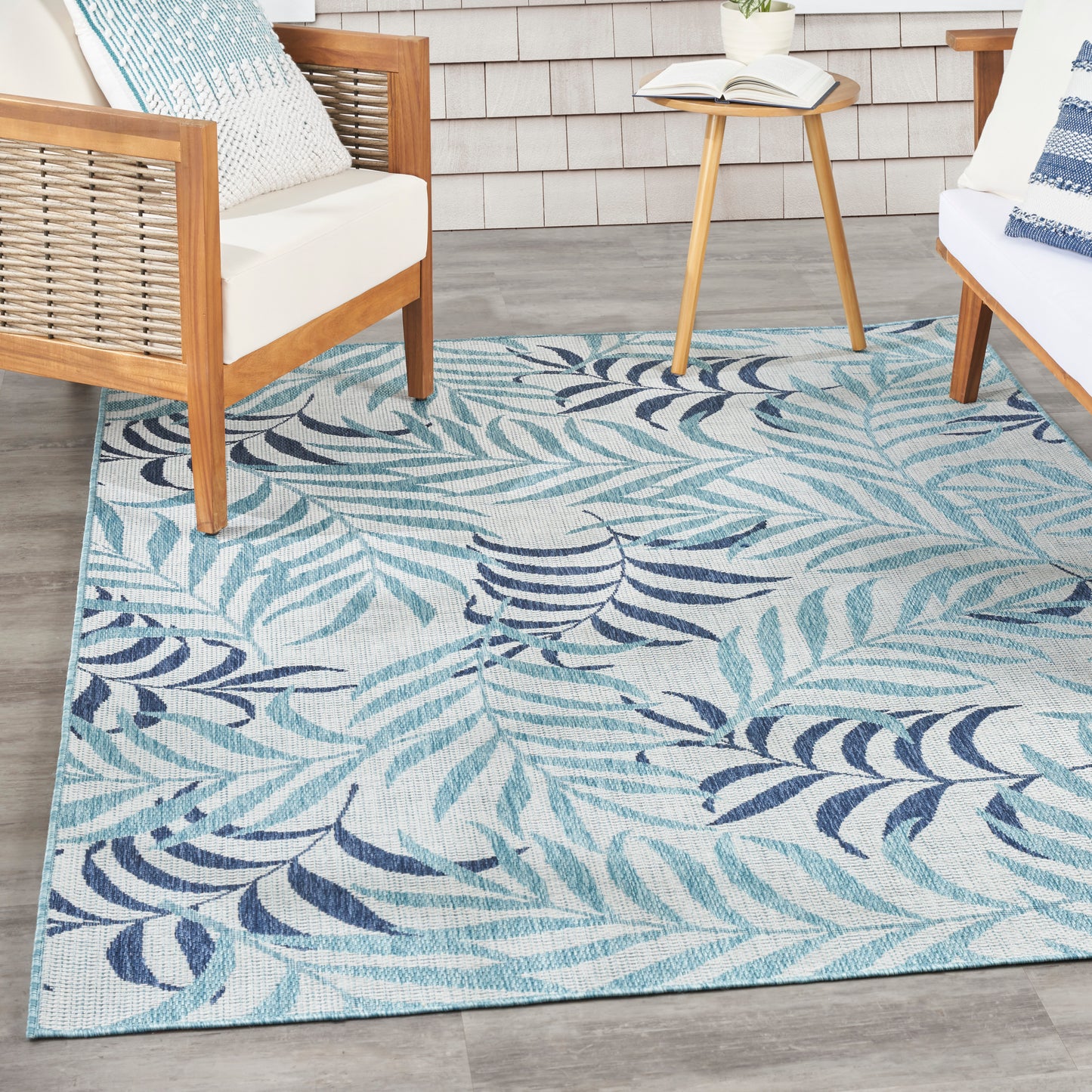 Nourison Garden Oasis 4' x 6' Blue Tropical Rug
