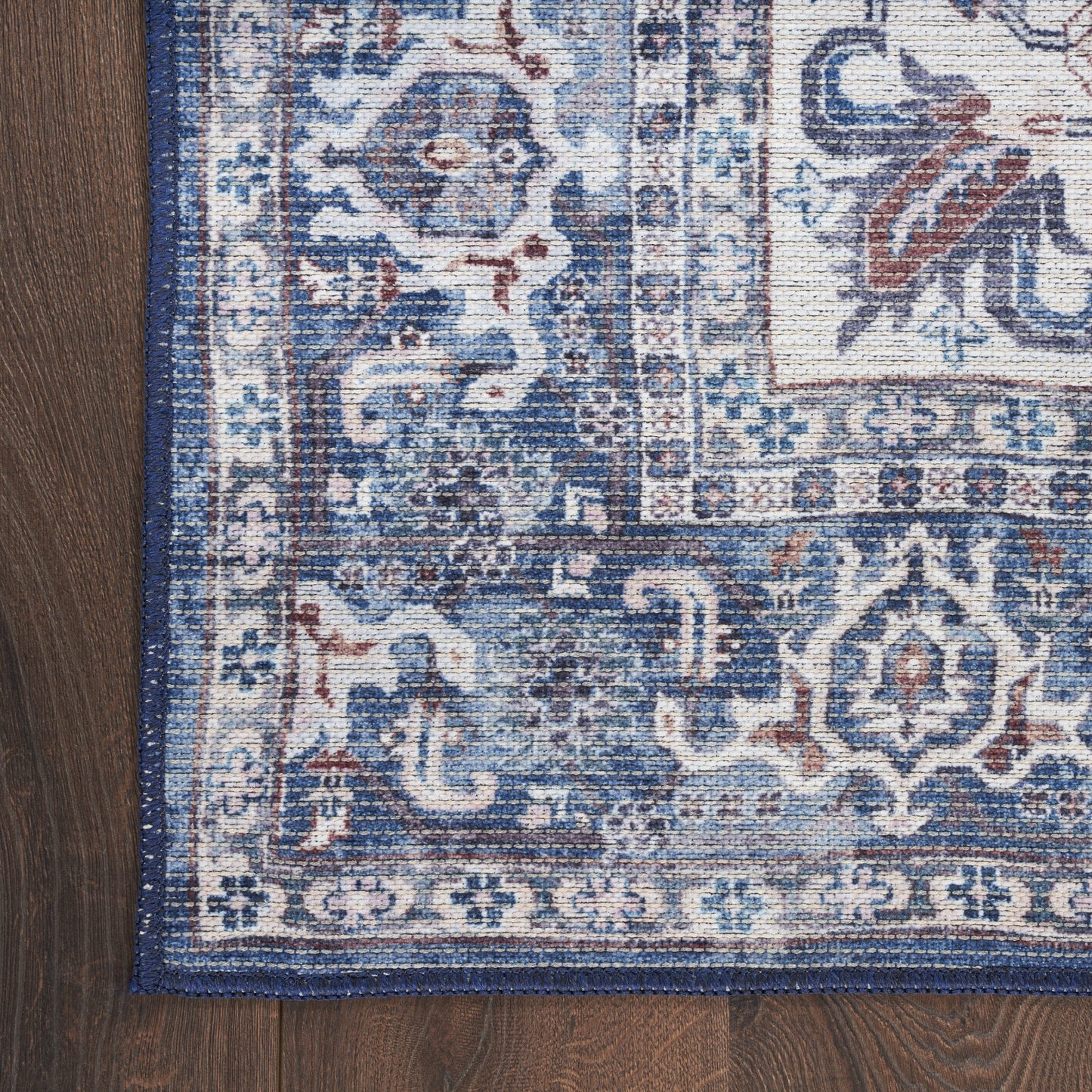 Nicole Curtis Machine Washable Series 1 10' x 14' Navy Ivory Vintage Indoor Rug