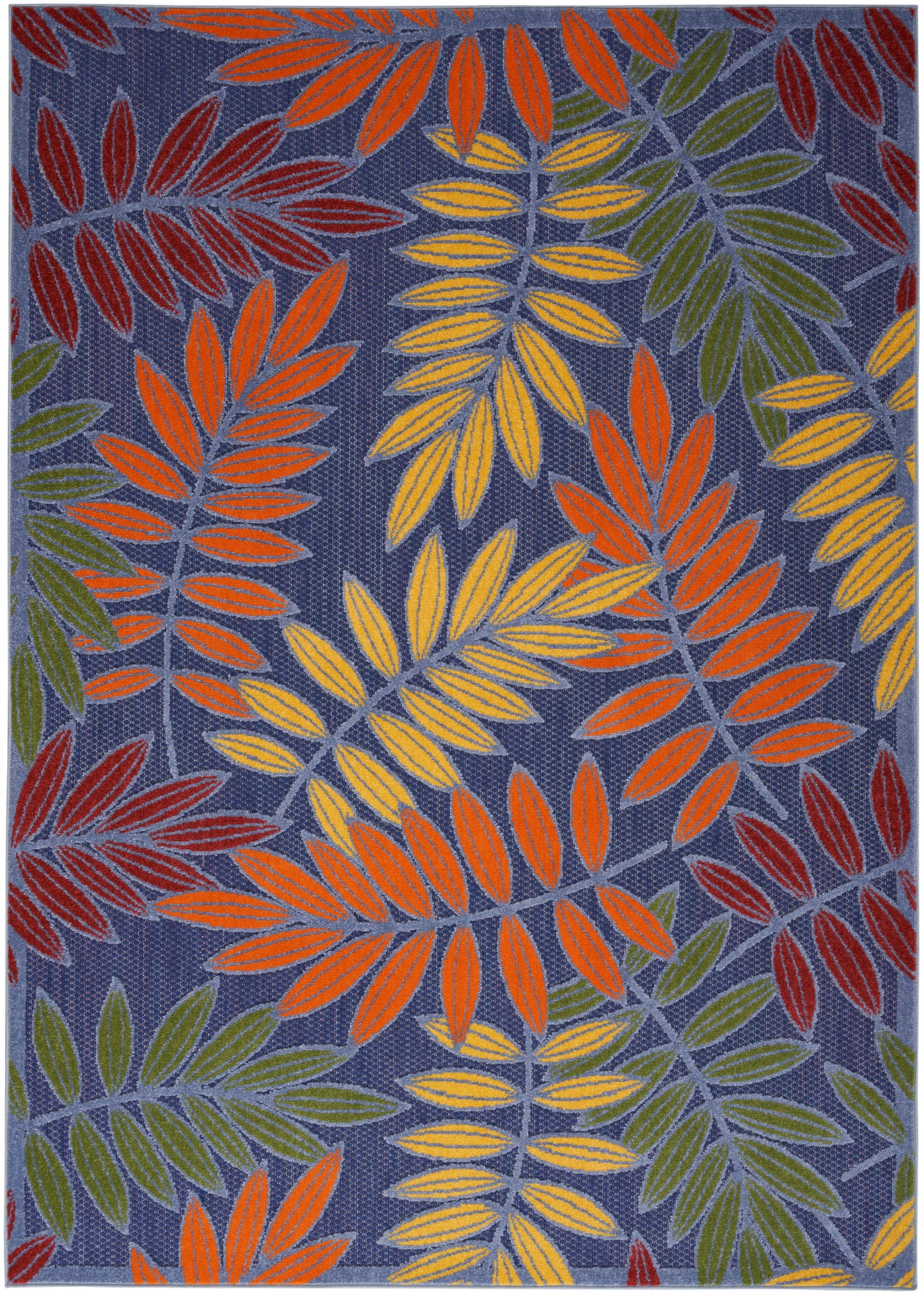 Nourison Aloha 5'3" x 7'5" Navy Multicolor Outdoor Rug