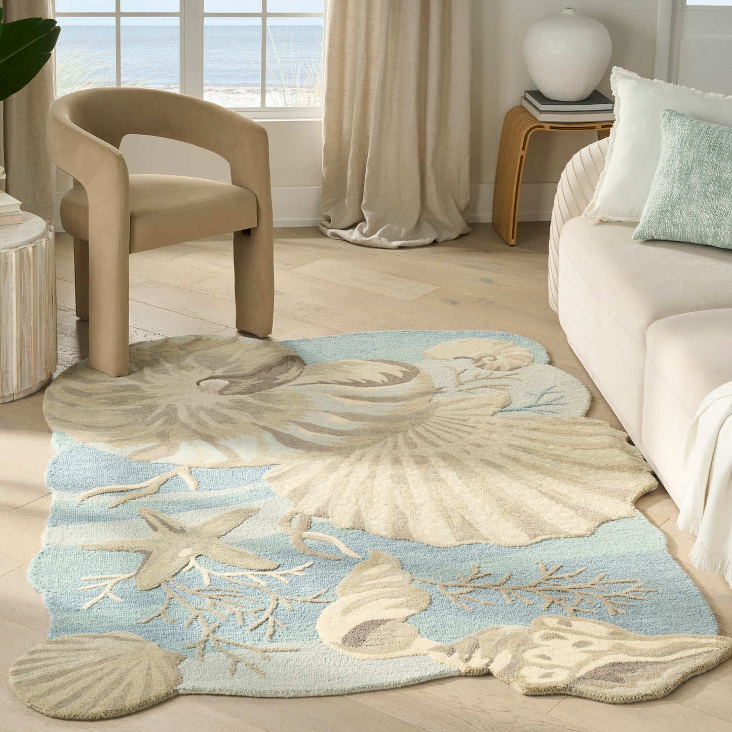 Nourison Waterside 5'3" x 7'3" Blue Coastal, Nautical & Beach Indoor Rug