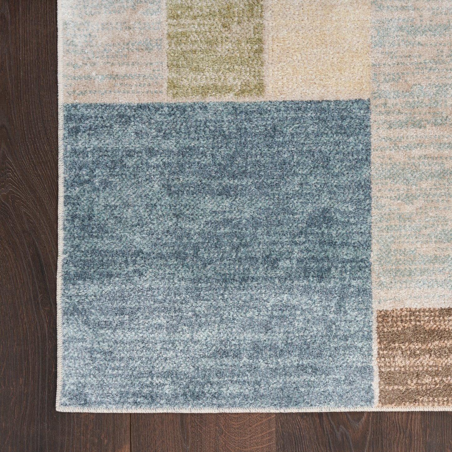 Nourison Astra Machine Washable 9' x 12' Blue Green Multi Modern Indoor Rug