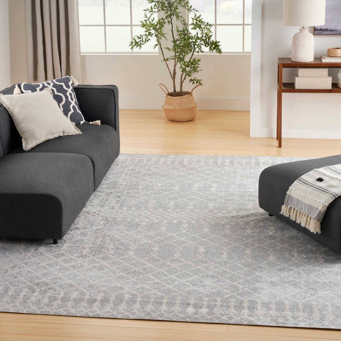 Nourison Astra Machine Washable 9' x 12' Grey Bohemian Indoor Rug