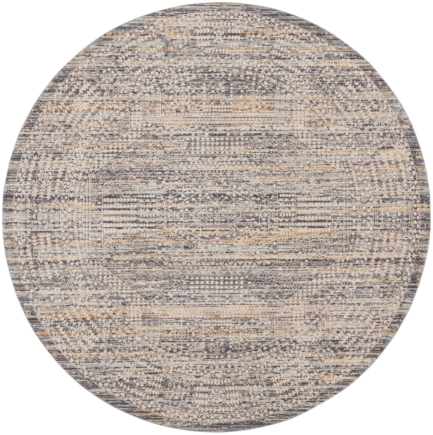 Nourison Lynx 7’10” x Round Ivory Slate Vintage Indoor Rug