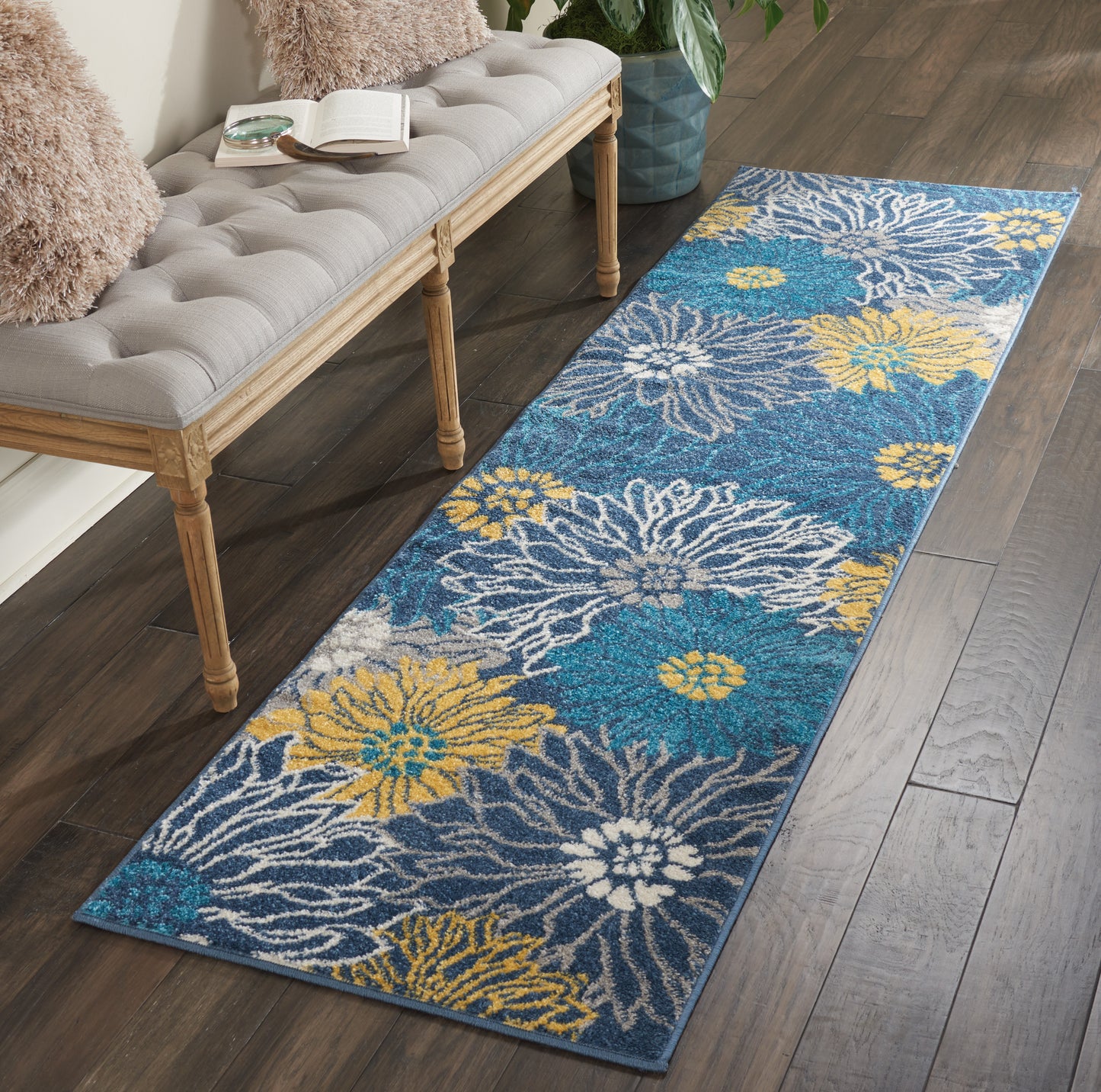 Nourison Passion 2'2" x 7'6" Blue Contemporary Indoor Rug