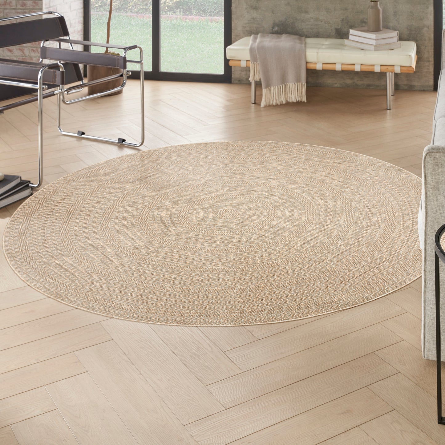 Nourison Tulum 8' x Round Cream Outdoor Rug