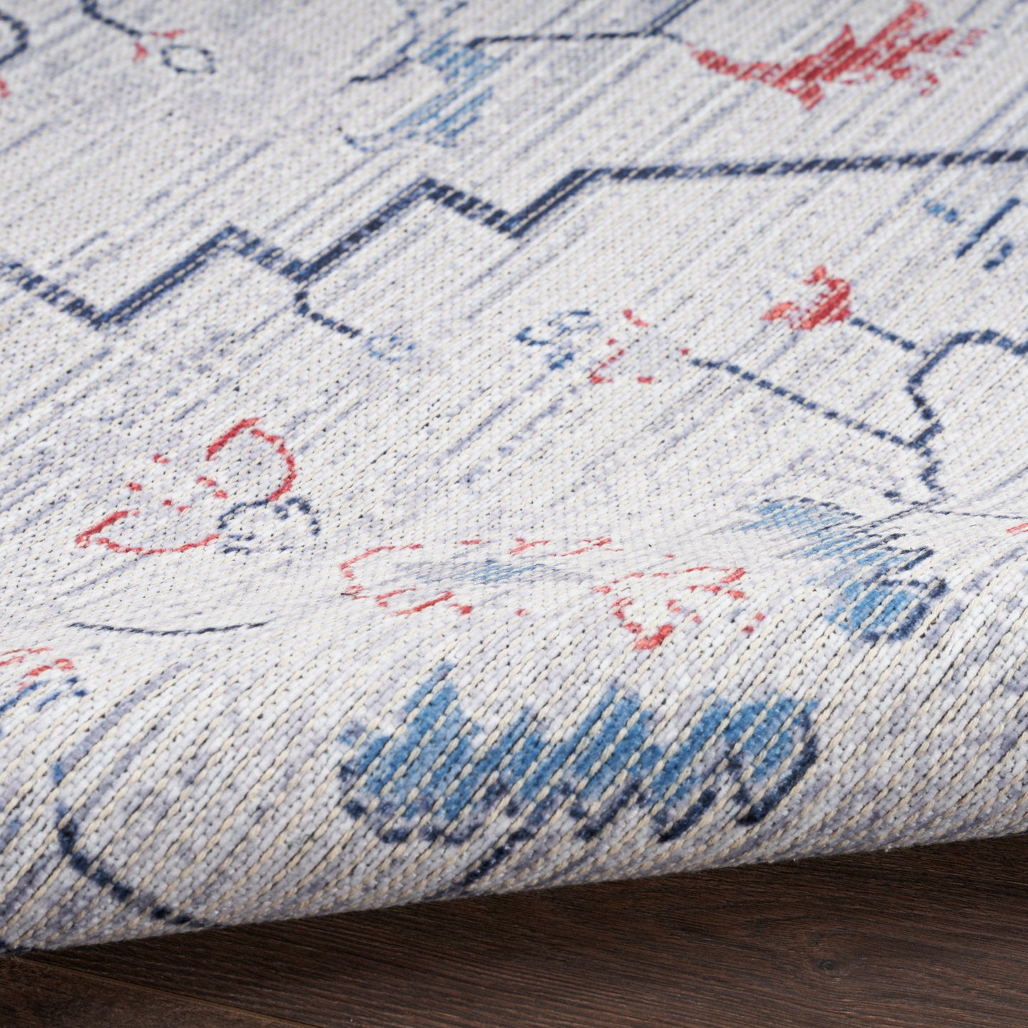 Nourison New Concept Washables 2' x 3'9" Ivory Blue Farmhouse Indoor Rug