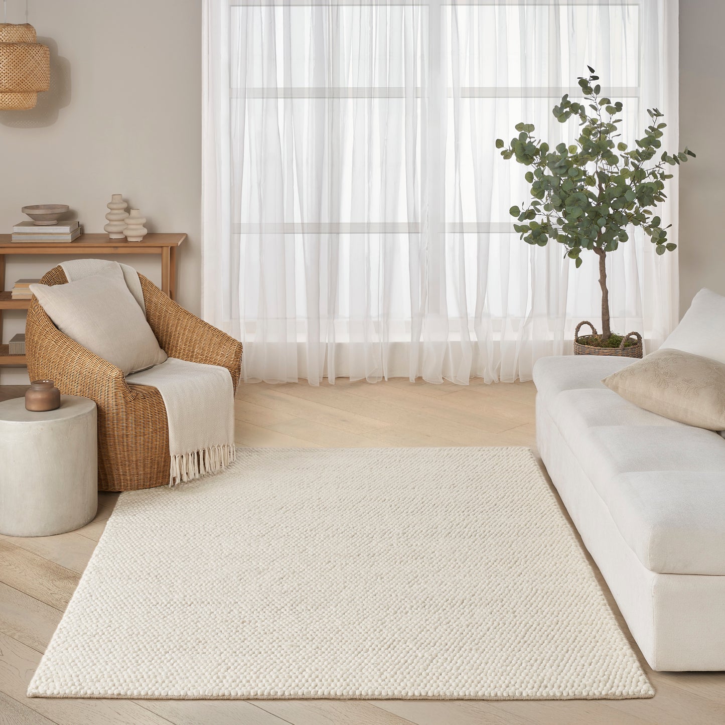 DKNY Pure Knots 5'3" x 7'3" Ivory Modern Indoor Rug