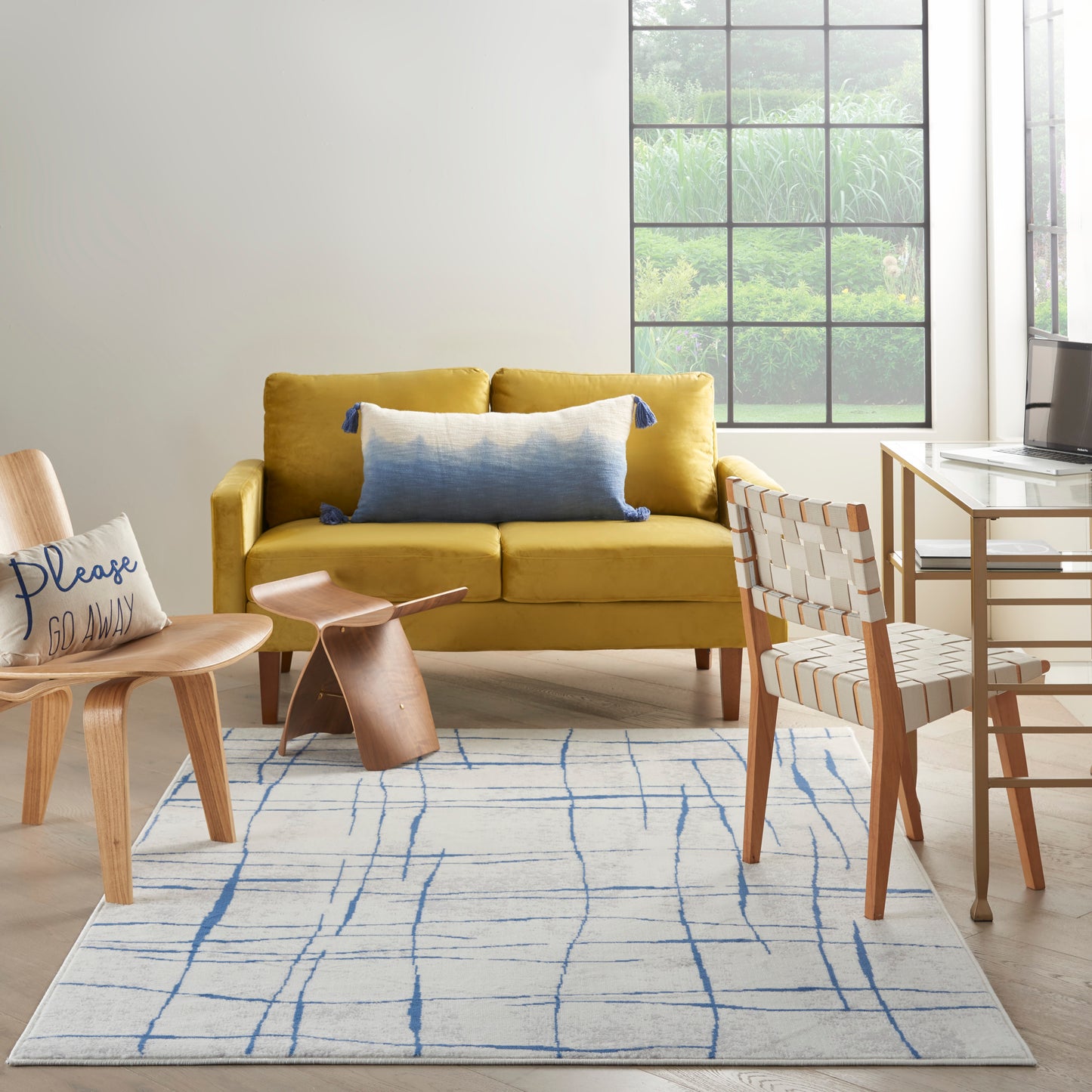 Nourison Whimsicle 5' x 7' Ivory Blue Modern Indoor Rug