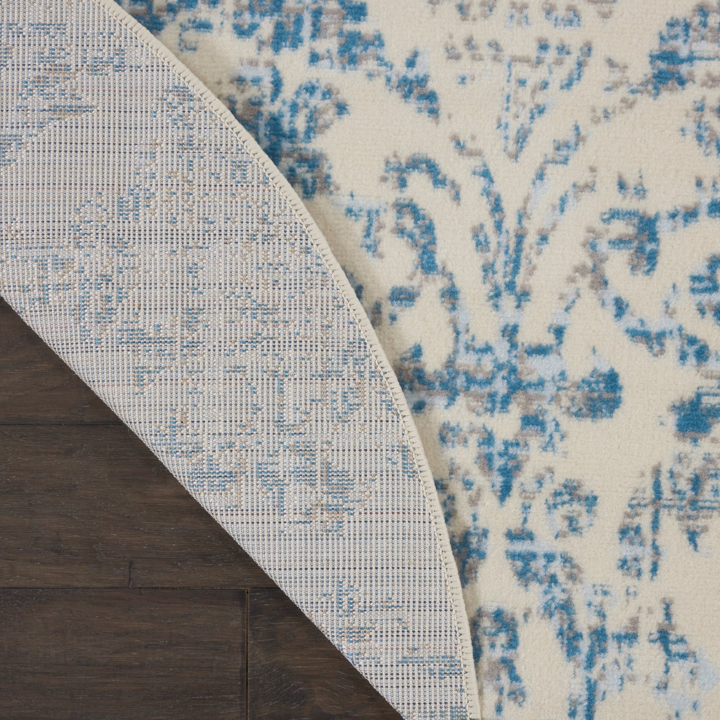 Nourison Jubilant 5'3" x Round Ivory Blue Vintage Indoor Rug