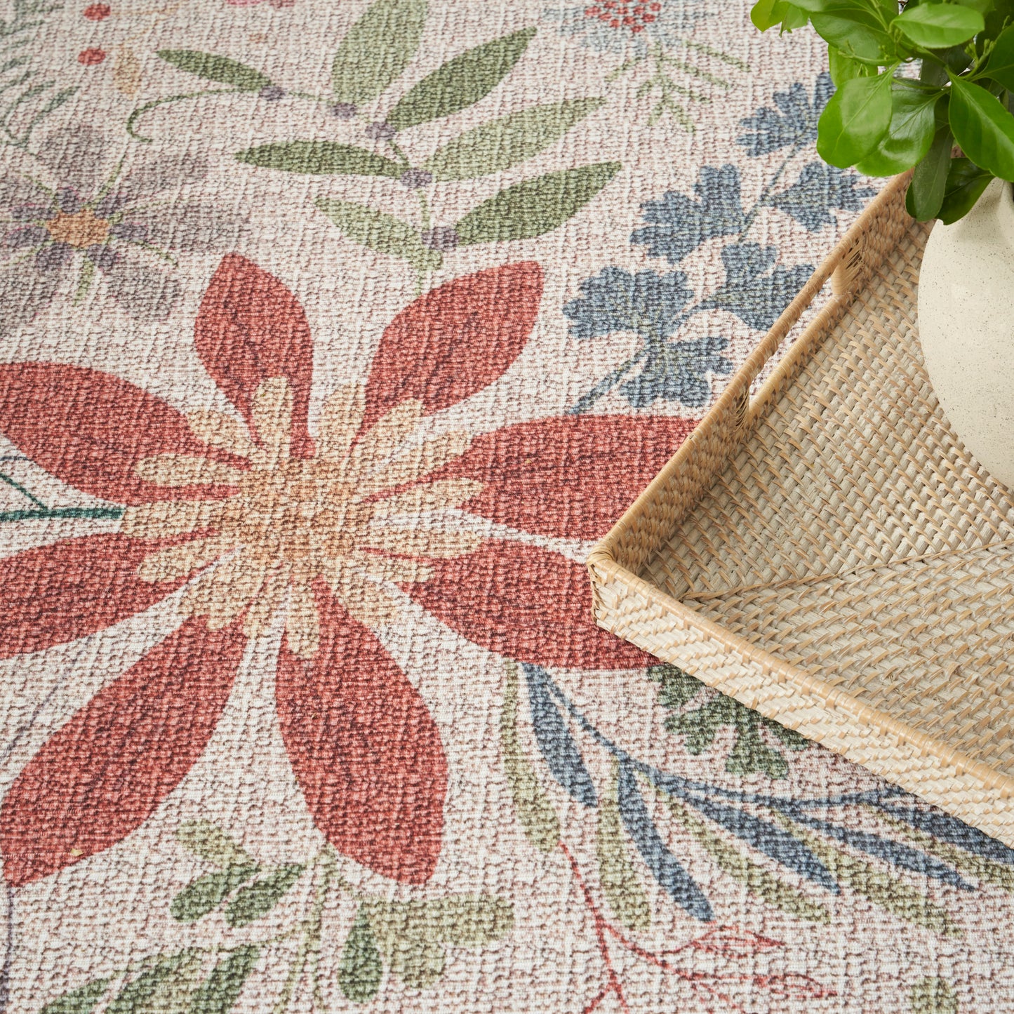 Nourison Nourison Washables 5'2" x 7' Cream Multicolor Farmhouse Indoor Rug
