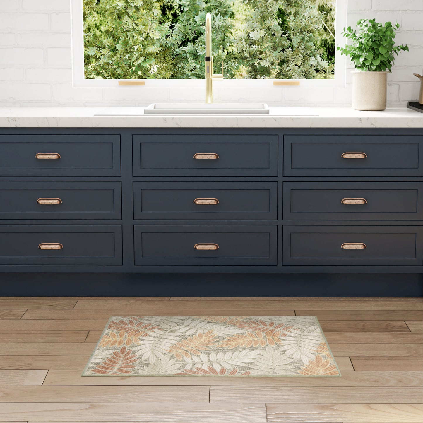 Nourison Aloha 2'8" x 4' Sage Rose Modern Rug