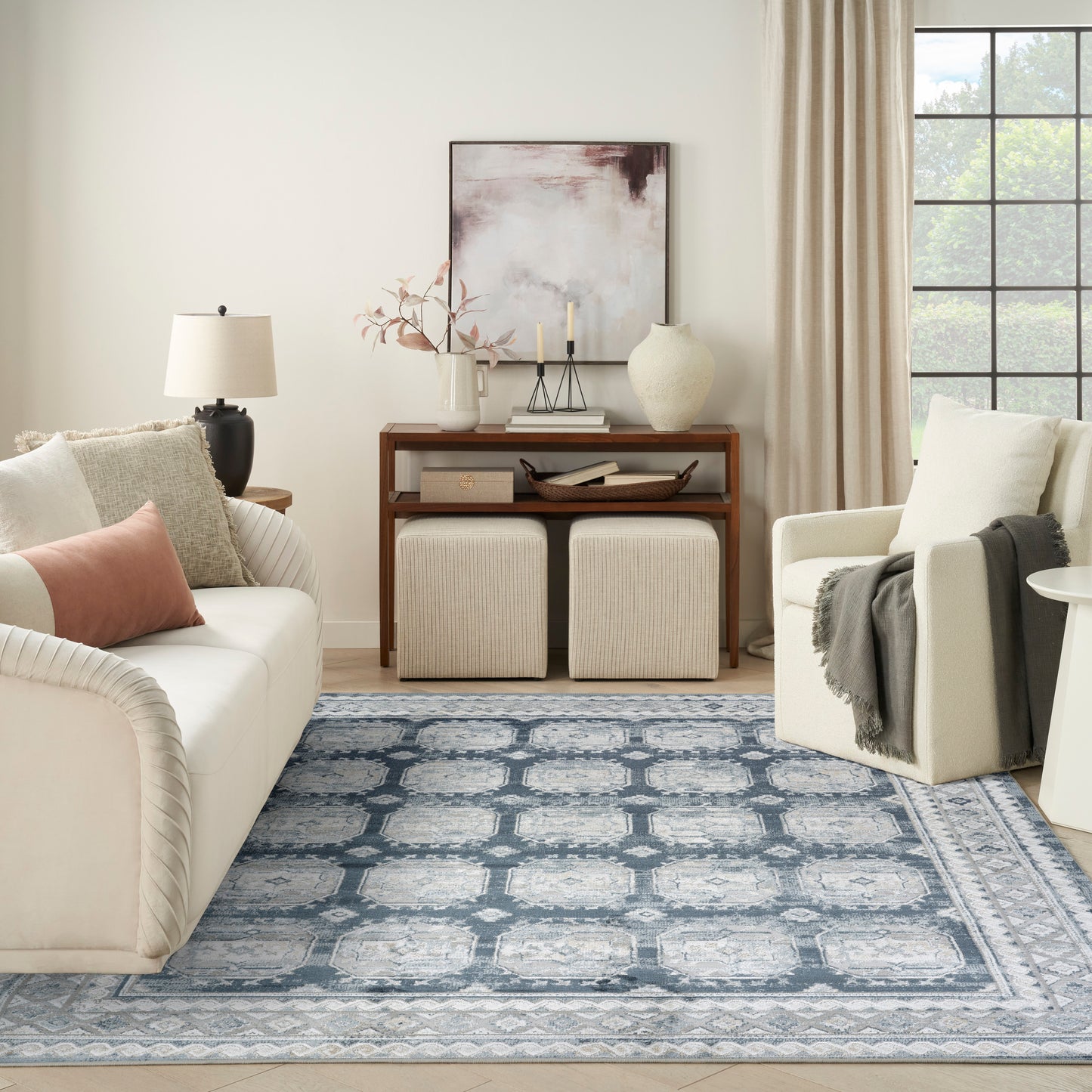 Nourison Dekor 7'10" x 9'10" Grey Navy Vintage Indoor Rug