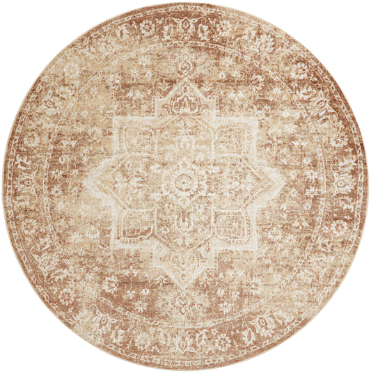 Nourison Astra Machine Washable 5'3" x Round Rust Vintage Indoor Rug