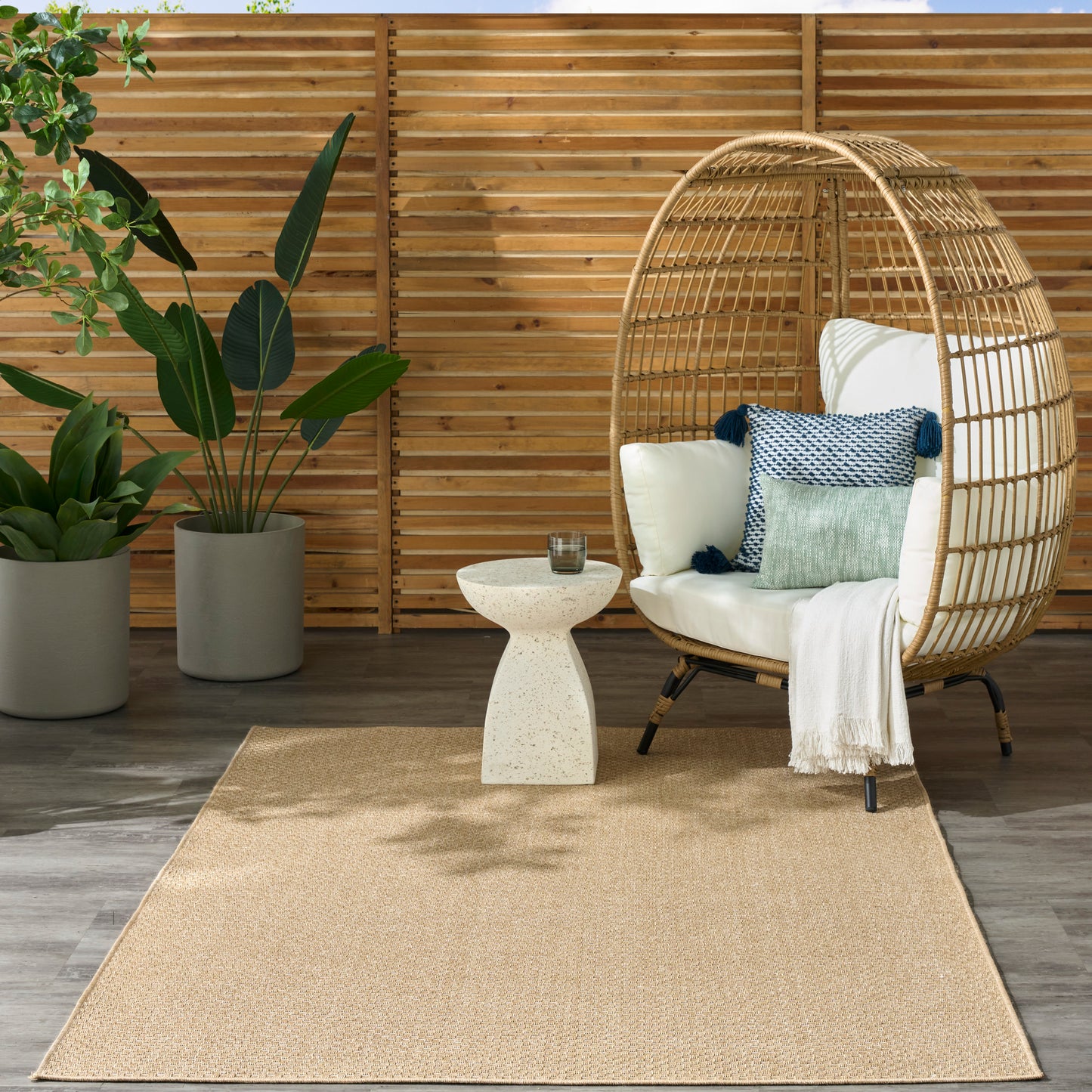 Nourison Tulum 5'3" x 7' Taupe Outdoor Rug