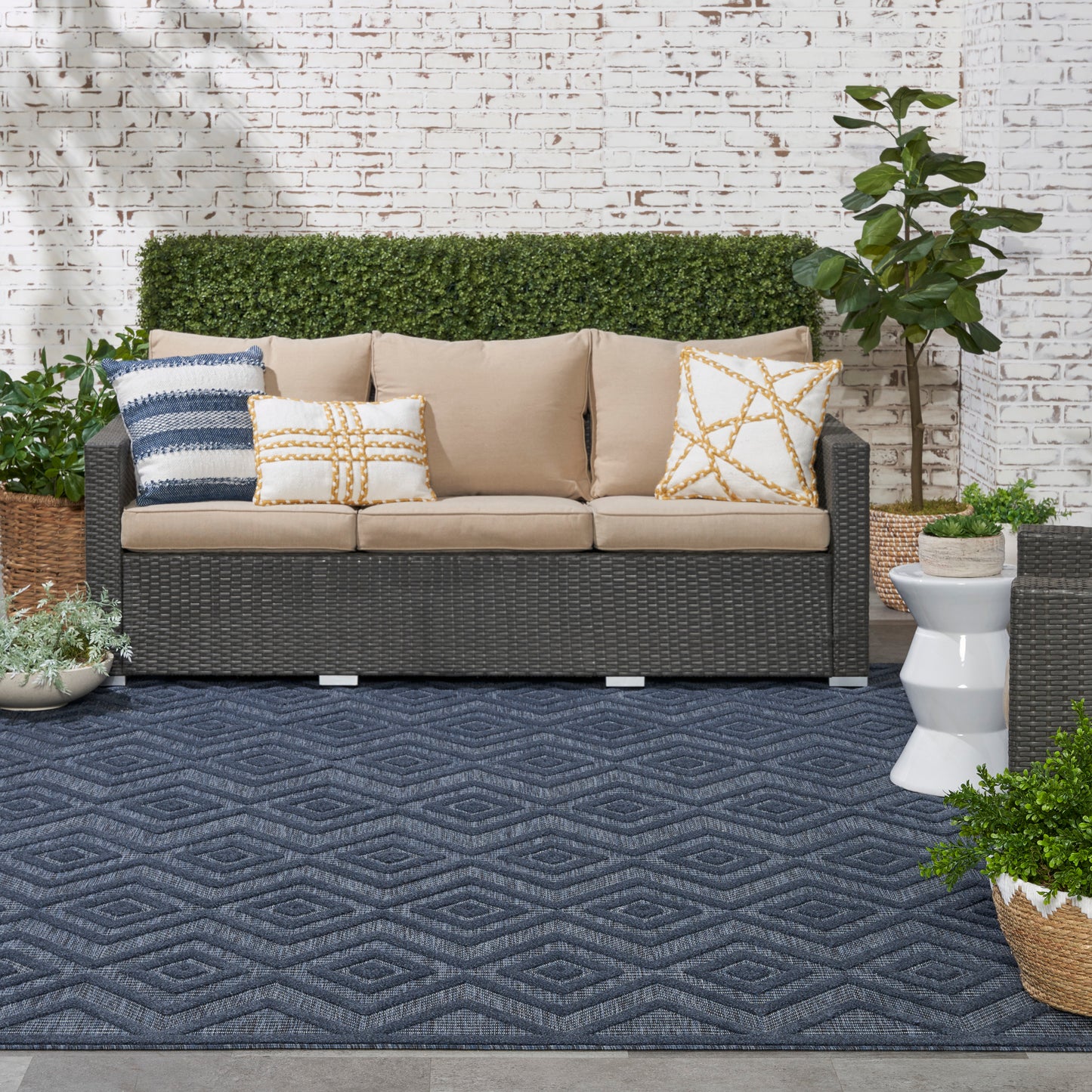 Nourison Versatile 9' x 12' Navy Blue Modern Rug