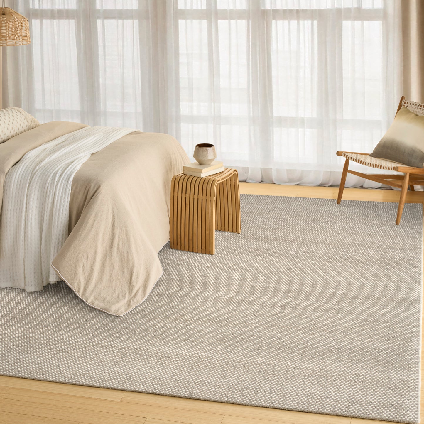 DKNY Pure Rows 5'3" x 7'3" Ivory Grey Farmhouse Indoor Rug