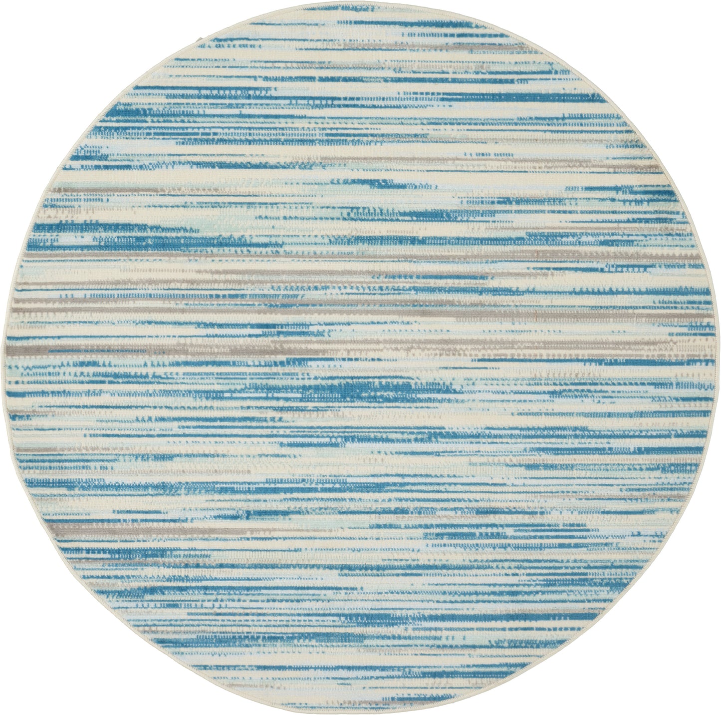 Nourison Jubilant 5'3" x Round Blue Modern Indoor Rug