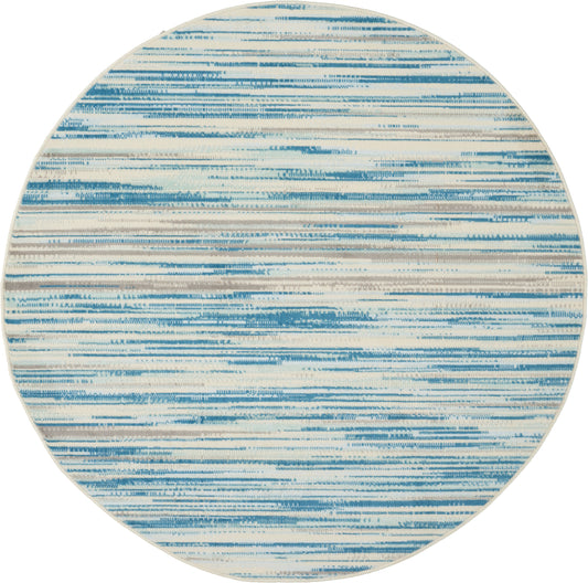 Nourison Jubilant 5'3" x Round Blue Modern Indoor Rug