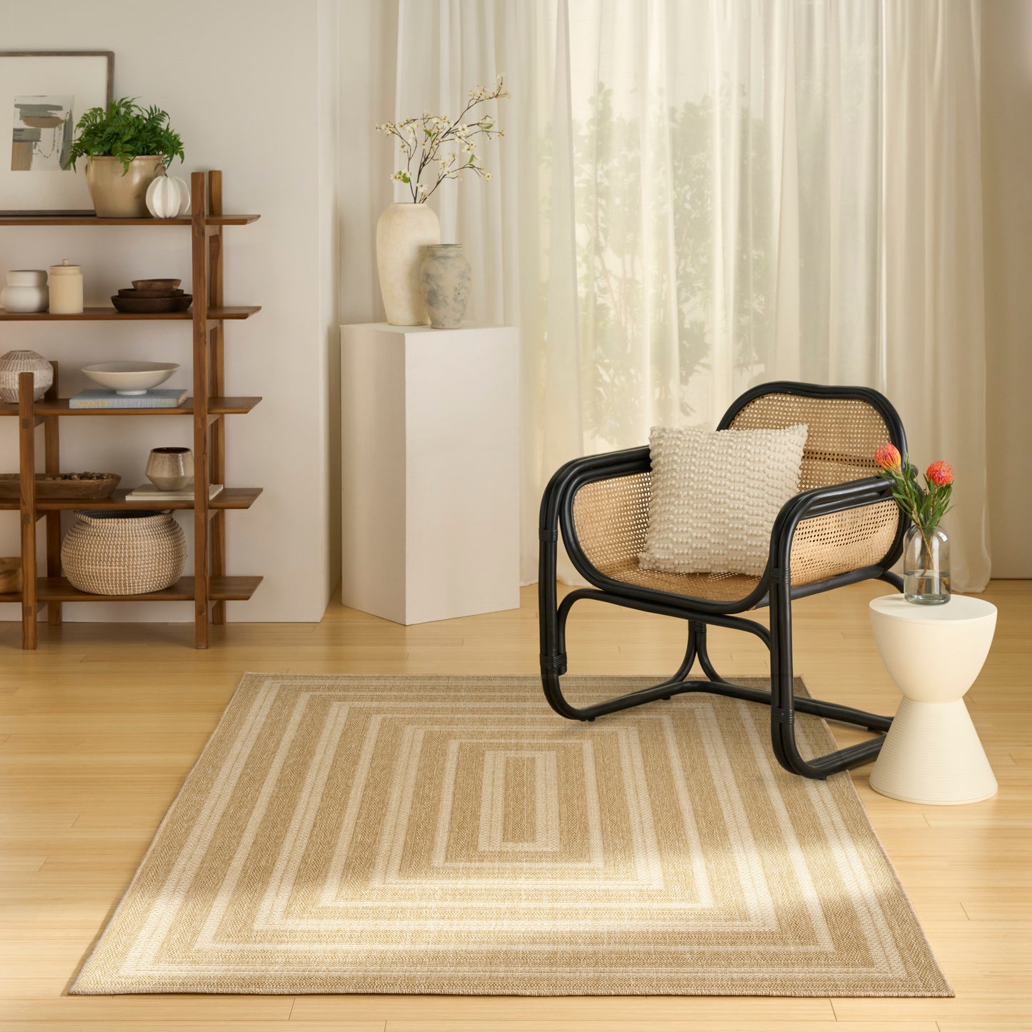 Nourison Tulum 6' x 9' Taupe Ivory Outdoor Rug