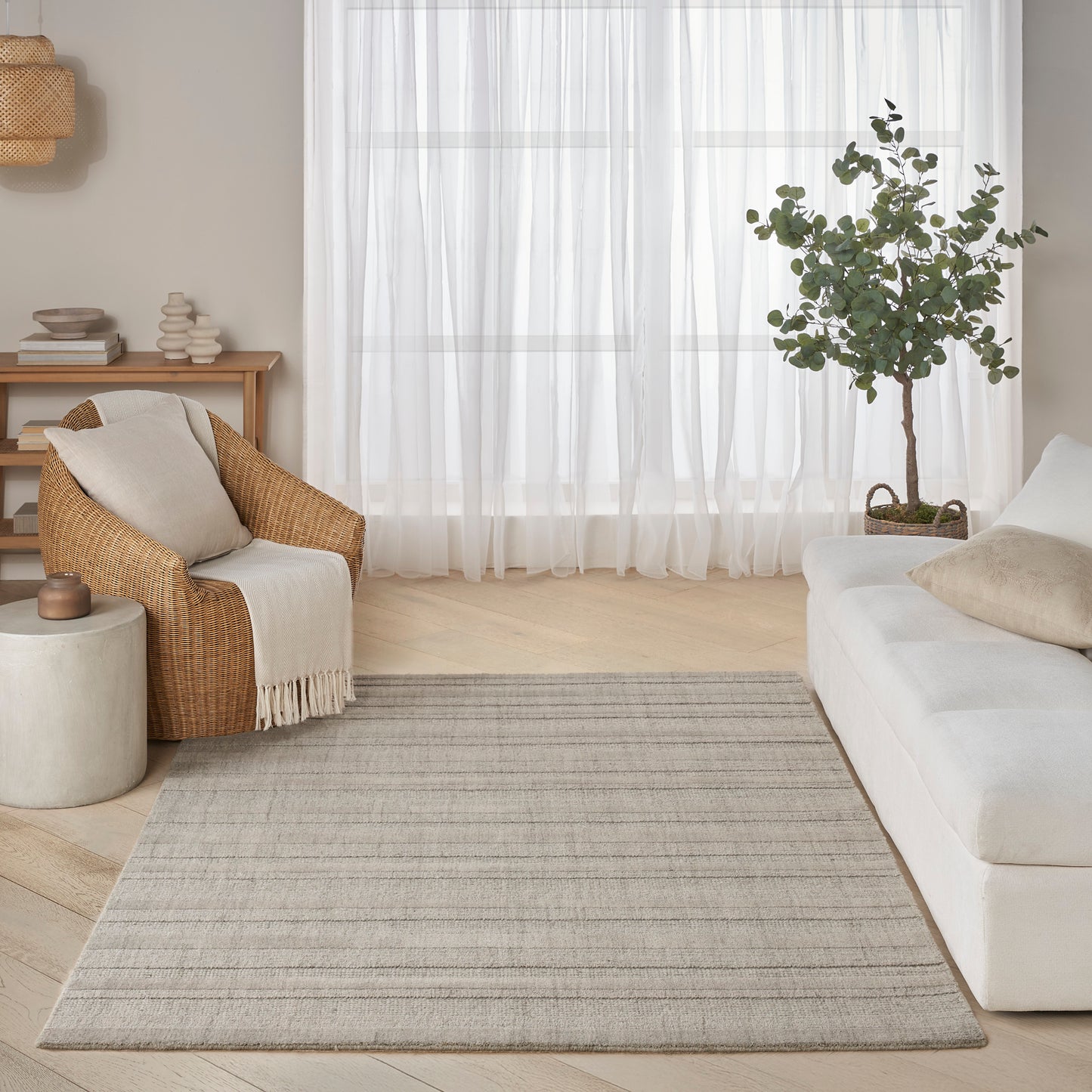 DKNY Pure Multi Weave 4' x 6' Grey Contemporary Indoor Rug