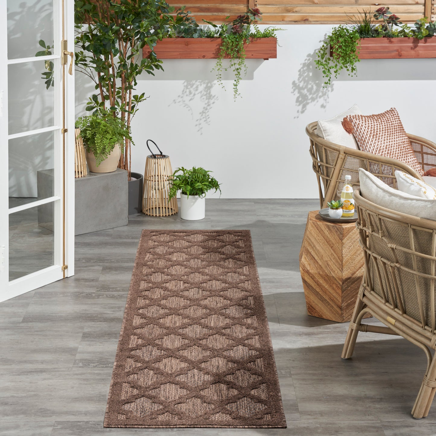 Nourison Easy Care 2' x 6' Brown Modern Rug